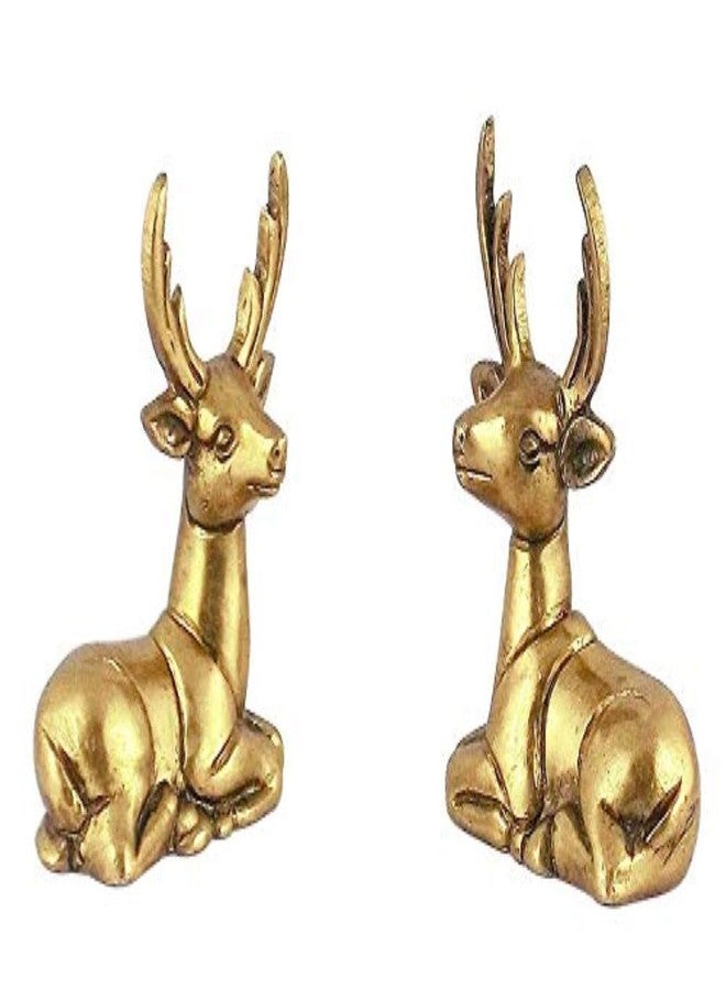 CRAFTHUT Elite Brass Handmade Deer Set Showpiece for Home Decor (Golden, 5x3x7cm), Weight - 200 GMS - Image 1